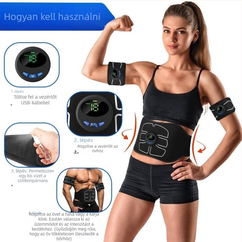 Derék- és hasizom stimulátor, hasizom-edzésre szolgáló fitnesz eszköz, masszázs impulzusöv