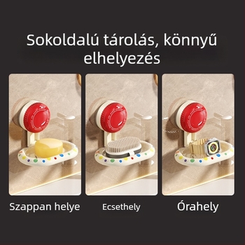 Fürdőszobai szappanadagoló falra szerelhető vákuumos rögzítéssel, ABS, vízelvezetés, Made by heart