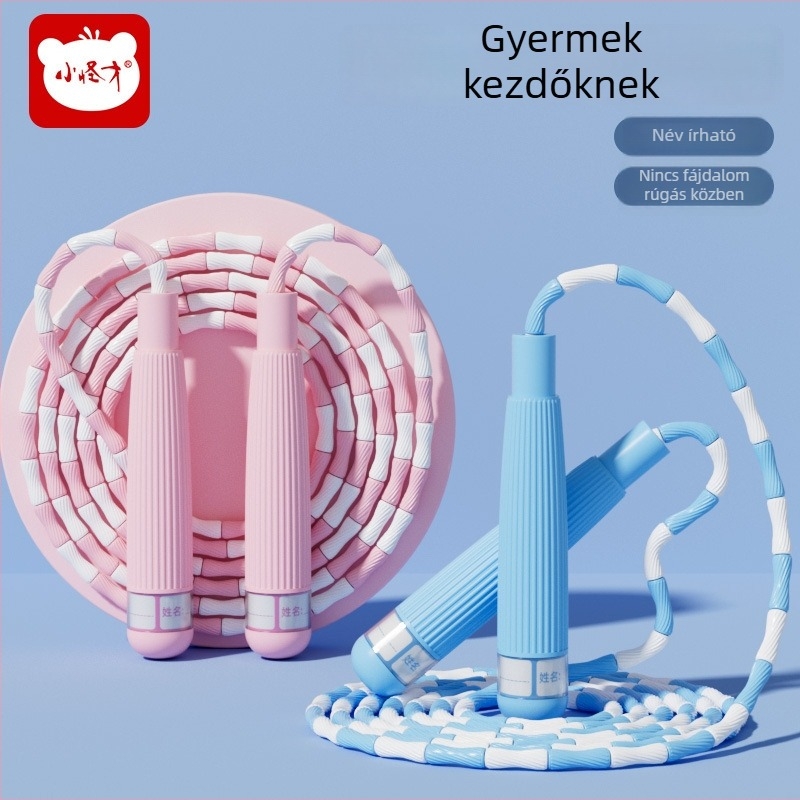 Gyerekeknek készült bambusz gyöngyös ugrókötél, állítható hosszúságú, név feliratával