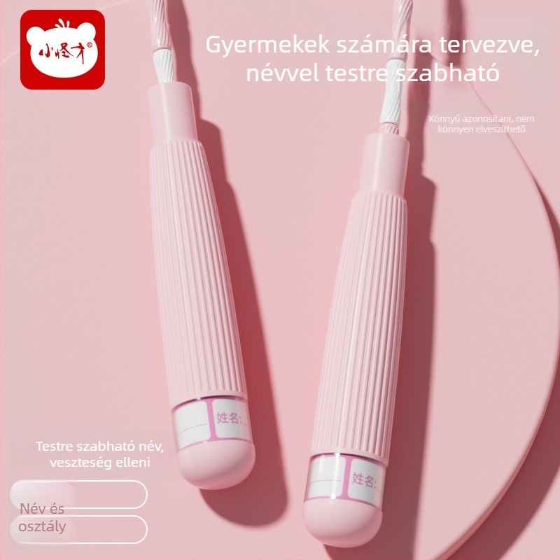 Gyerekeknek készült bambusz gyöngyös ugrókötél, állítható hosszúságú, név feliratával