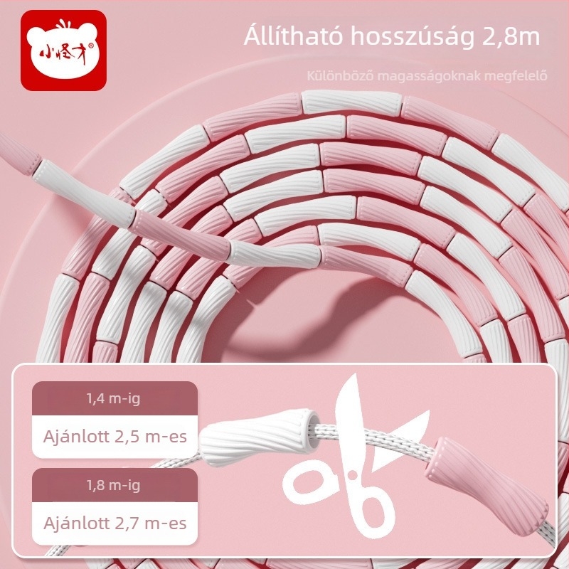Gyerekeknek készült bambusz gyöngyös ugrókötél, állítható hosszúságú, név feliratával