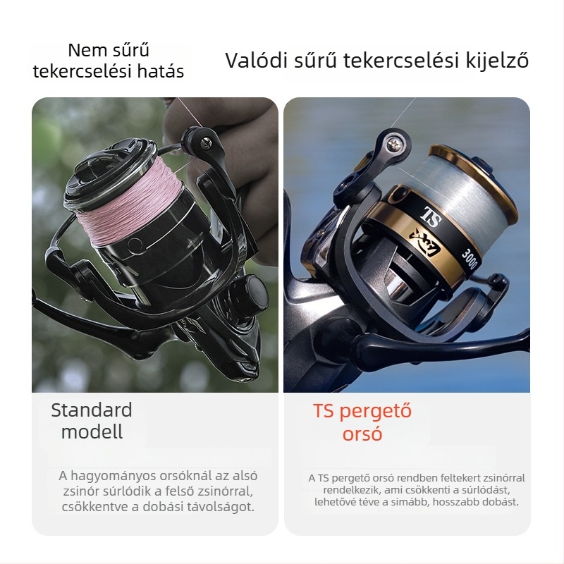 Pergetőorsó sűrű damilvezetéses, hézagmentes fém váz hosszú dobásokhoz