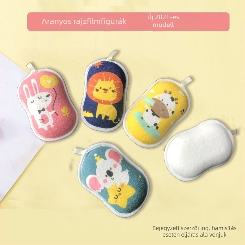 SpongeBob-figurás újszülött fürdető szett — természetes pamut fürdőkesztyű, törölköző és tisztító szivacs