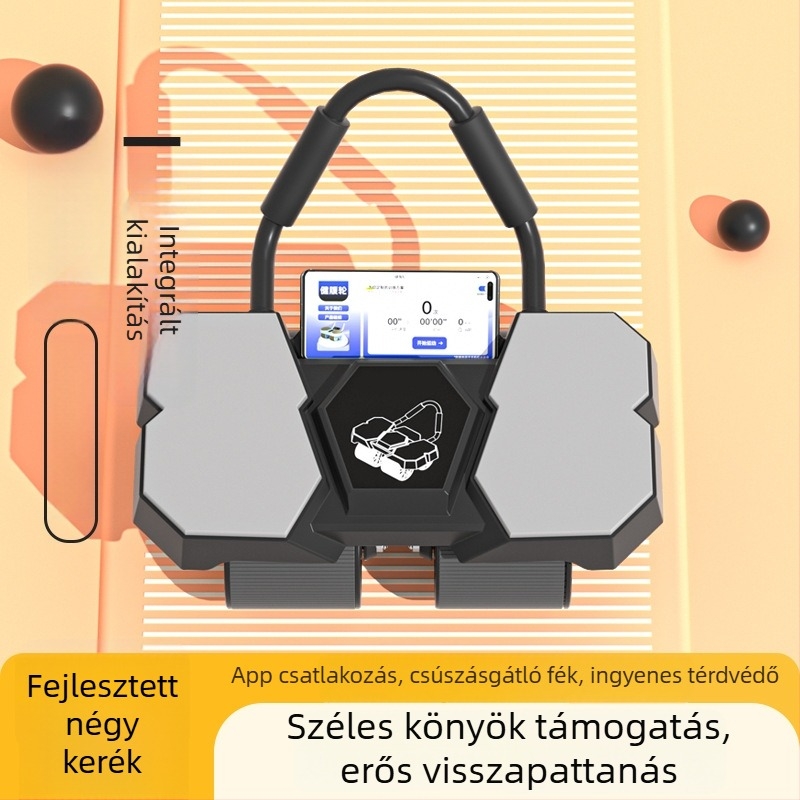 Négykerekű hasizom görgő automatikus visszapattanással és könyöktámogatással otthoni edzéshez