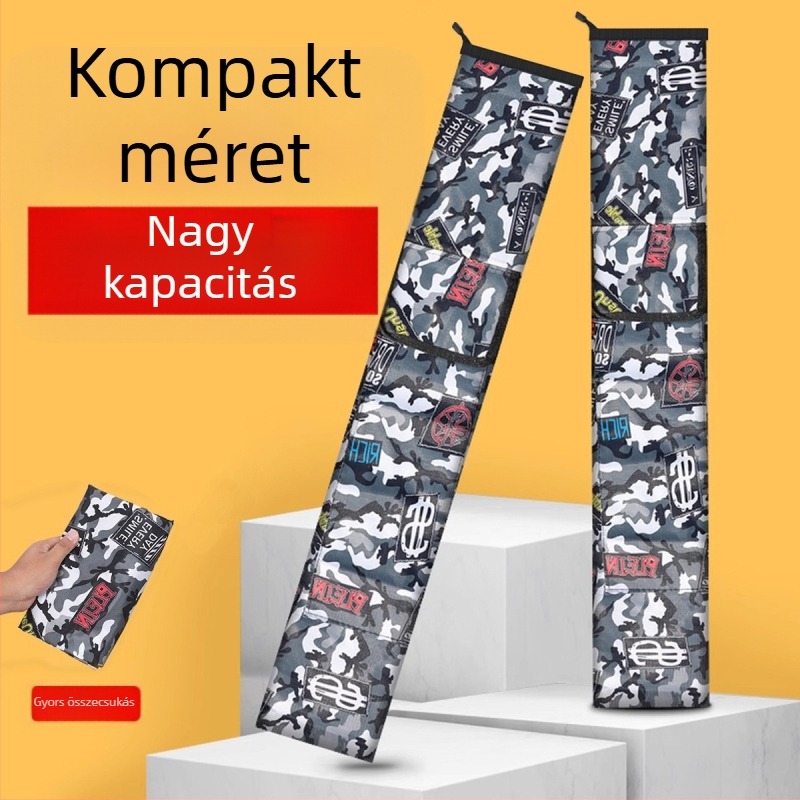 Összecsukható, nagy kapacitású horgászfelszerelés-táska, horgászbotok és esernyő tárolására, kopásálló és vízálló, Oxford anyagból