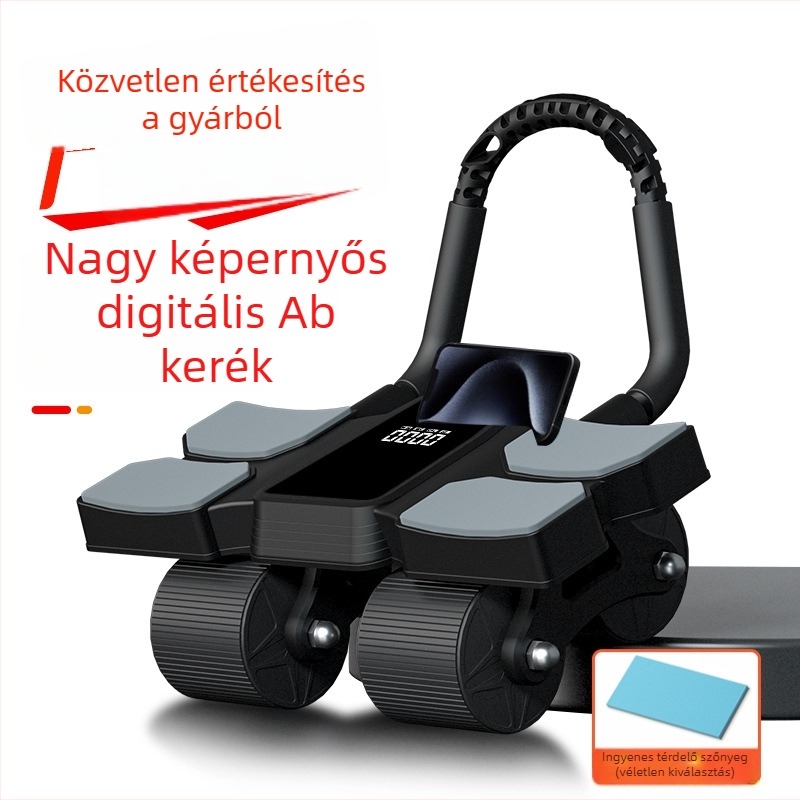 Digitális kijelzős hasgörgő, új modell, intelligens számolóval és automatikus visszapattanással, sík talpú tartóval férfiak és nők számára
