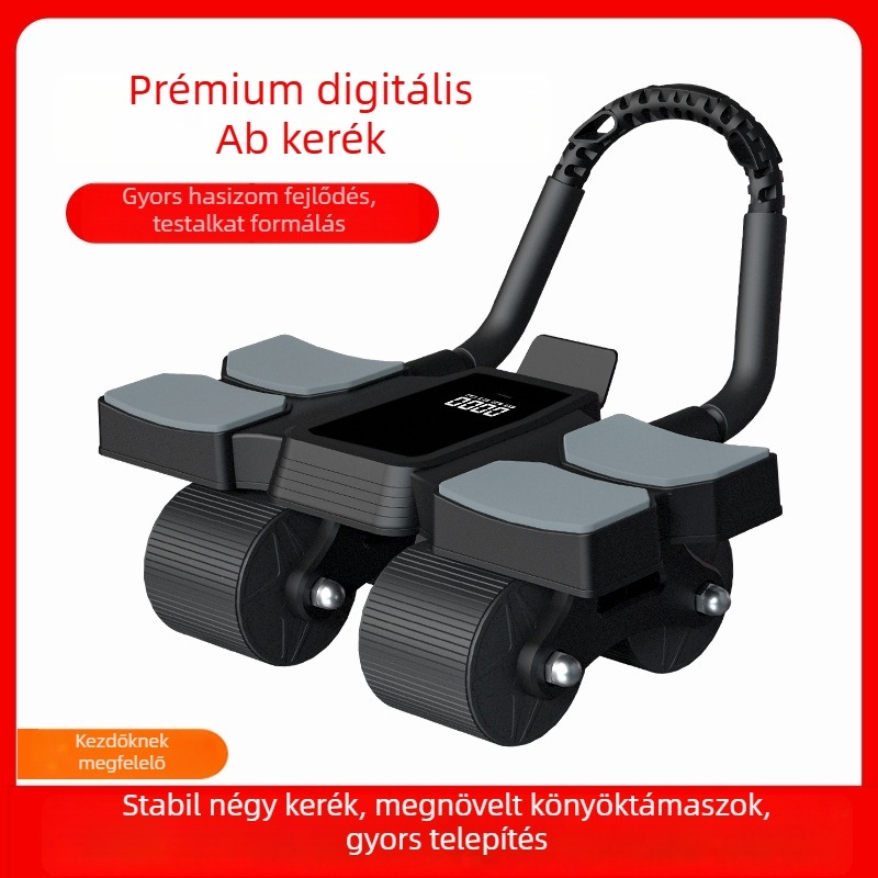 Digitális kijelzős hasgörgő, új modell, intelligens számolóval és automatikus visszapattanással, sík talpú tartóval férfiak és nők számára