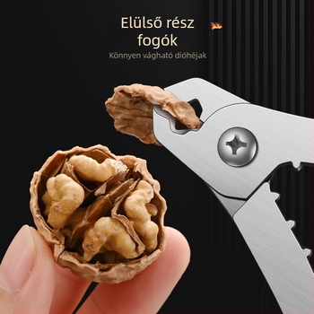 Bosans rozsdamentes acél dióvágó fogó — multifunkcionális dióhéj nyitó eszköz logó nyomtatási lehetőséggel