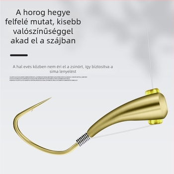 Tömeges horog réz fejjel, ferde szögben álló és felfelé néző, téli édesvízi horgászathoz