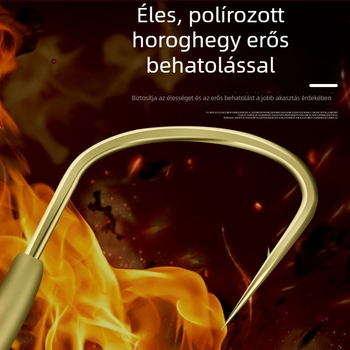 Tömeges horog réz fejjel, ferde szögben álló és felfelé néző, téli édesvízi horgászathoz