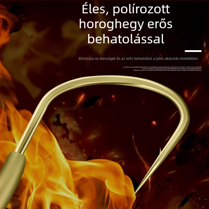 Tömeges horog réz fejjel, ferde szögben álló és felfelé néző, téli édesvízi horgászathoz