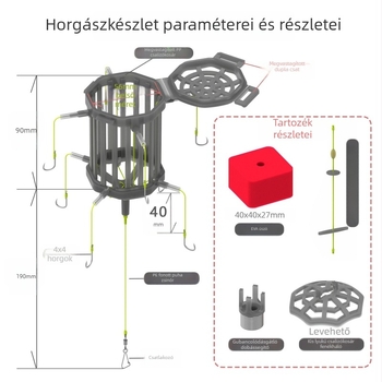 Új típusú csúszásmentes alsó etetőkosár horogkészlet pontyhoz és nagyfejű pontyhoz, aljzati horgászati készlet lebegő lemezzel