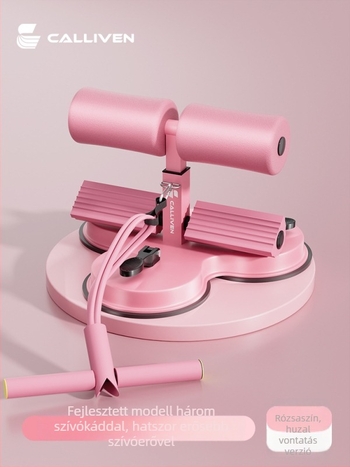 Három szívófejes hasizom-edző – nem összehajtható, otthoni és irodai használatra, tömege 1,2 kg