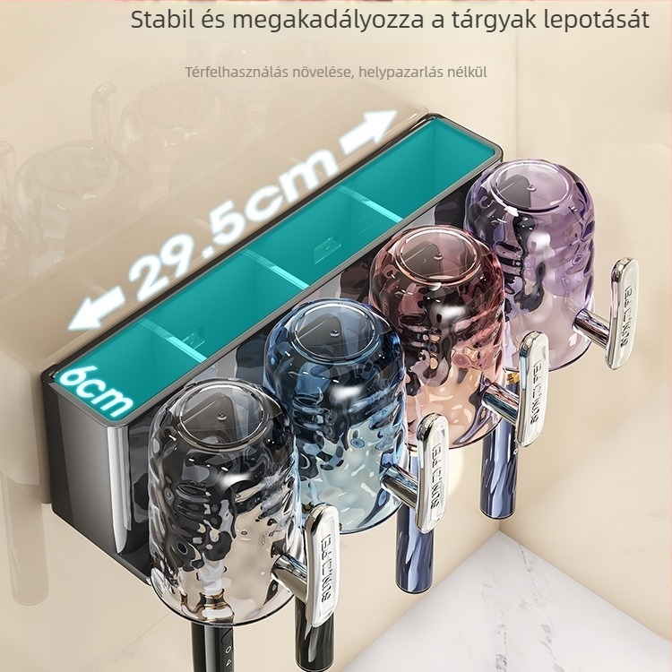 Falra szerelhető fogkefetartó UV-sterilizációval, anyag: selyemvirág, szívókorongos rögzítés, modell F99H8M787H7SS7