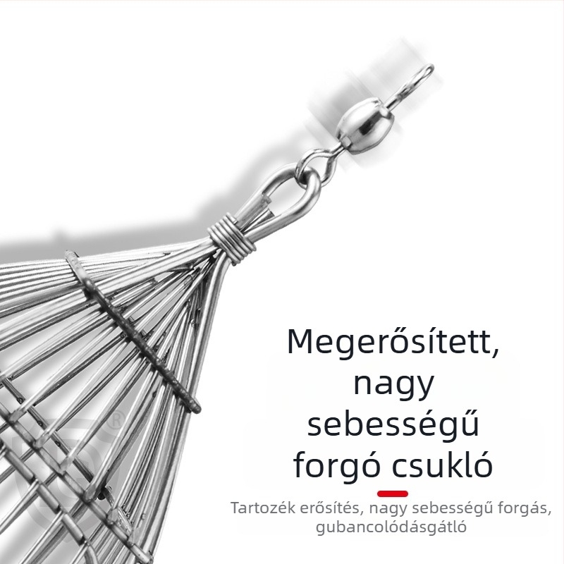 Négyzet alakú rozsdamentes acél csaliháló, olíva alakú, tengeri horgászathoz