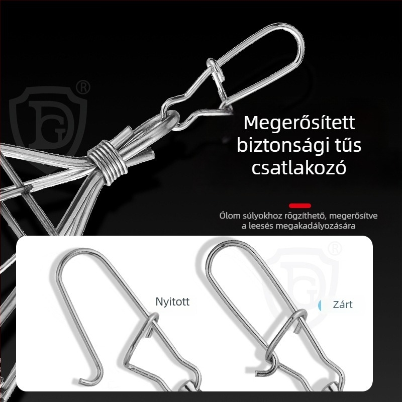 Négyzet alakú rozsdamentes acél csaliháló, olíva alakú, tengeri horgászathoz