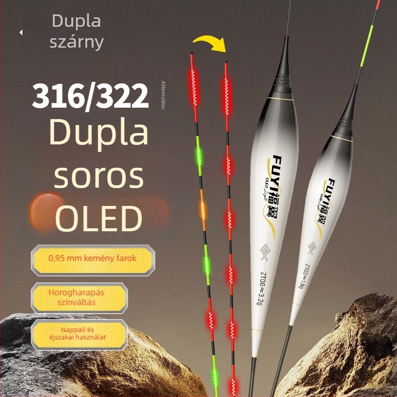 Fuyi OLED világító úszó horgászatához, ultranagyp fényesség, ultranagy érzékenység, ultranagy vékony merev végű, digitális úszó, 316-os karász úszó