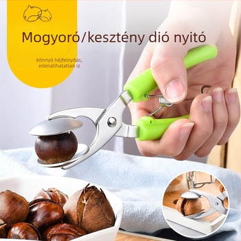 Rozsdamentes acél gesztenyepajzs keresztes lemezzel — dió- és gesztenyemaghéjnyitó, modell HD252103, 430 rozsdamentes acél, testreszabás, logónyomtatás
