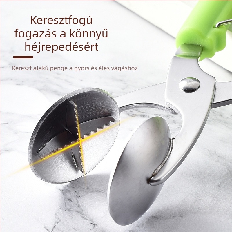 Rozsdamentes acél gesztenyepajzs keresztes lemezzel — dió- és gesztenyemaghéjnyitó, modell HD252103, 430 rozsdamentes acél, testreszabás, logónyomtatás