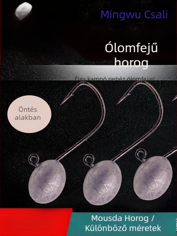 Mingwu ólomos fejű horog, kettős tüskével, mikro csalira tervezve, 50 darabos csomag