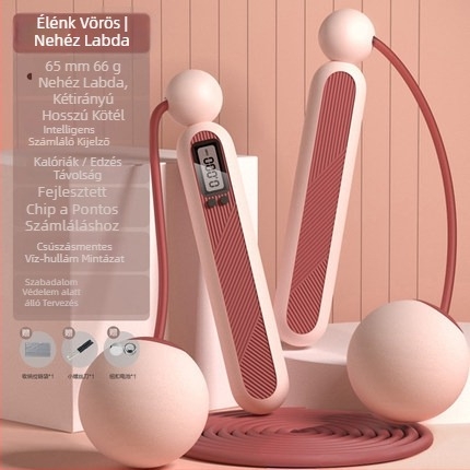 Vezeték nélküli ugrókötél elektronikus számlálóval, felnőtteknek, ABS/PVC (vezeték nélküli; elektronikus számláló; felnőttek; ABS/PVC)