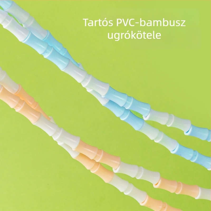 Deli bambusz ugrókötél gyerekeknek, PVC anyag, állítható hossz
