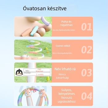 PVC gyermek ugrókötél — állítható, név feliratozási lehetőséggel, kezdőknek, óvodától általános iskoláig