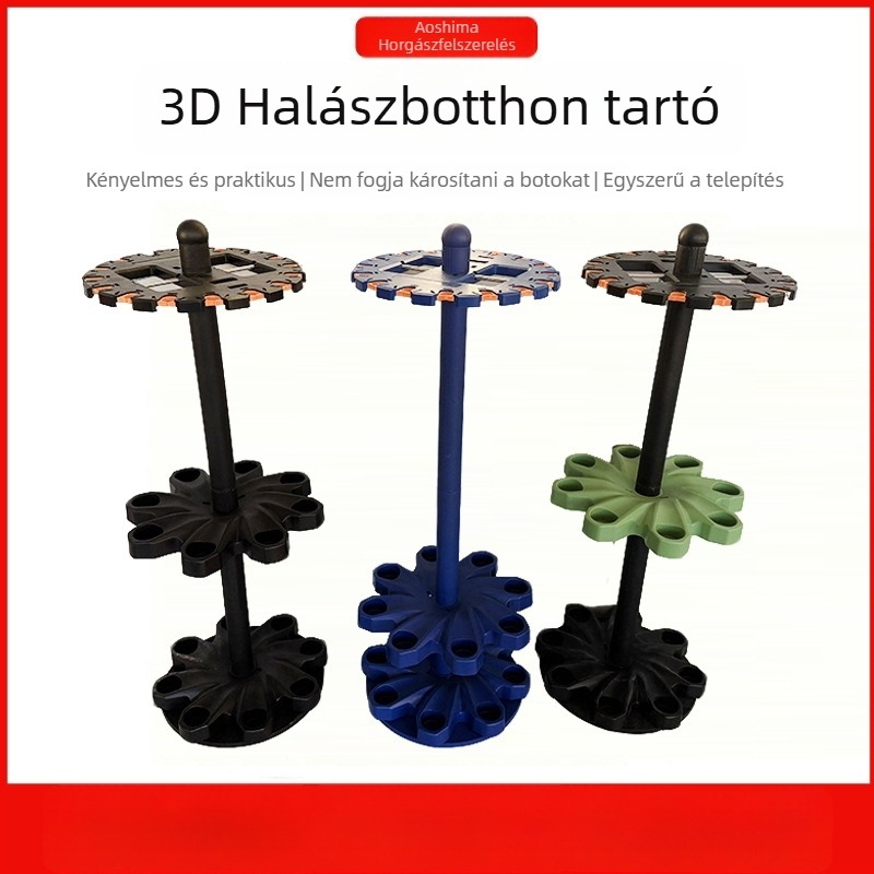 Padlón álló forgó horgászbot kiállító állvány – nem összecsukható, karbon anyagú