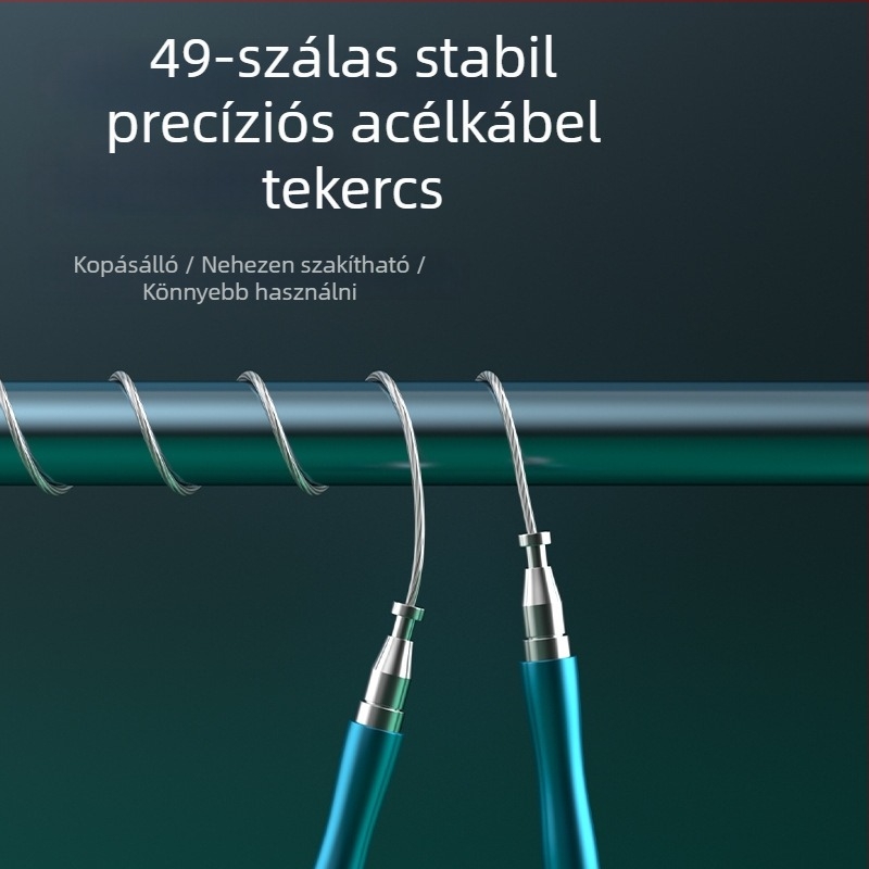 Önszabályozó záródású ugrókötél acélhuzallal, állítható, dupla csapágyas, 3 m hosszú