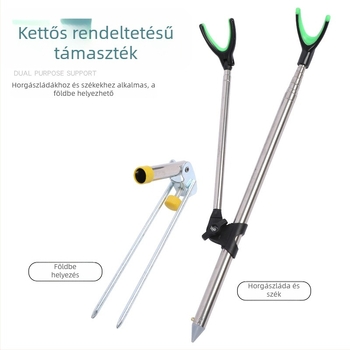Rozsdamentes acél horgászbot-tartó állvány, összecsukható és forgatható
