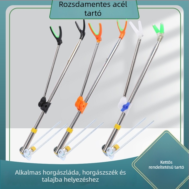 Rozsdamentes acél horgászbot-tartó állvány, összecsukható és forgatható