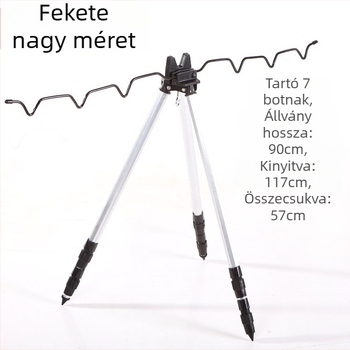 Teleszkópos háromszög állvány tengeri horgászbotokhoz, alumínium ötvözet, összecsukható, 7 botos állvány
