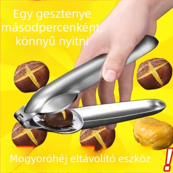 Rozsdamentes acél gesztenyenyitó keresztdizájnnal – héjleválasztó, logó nyomtatás elérhető