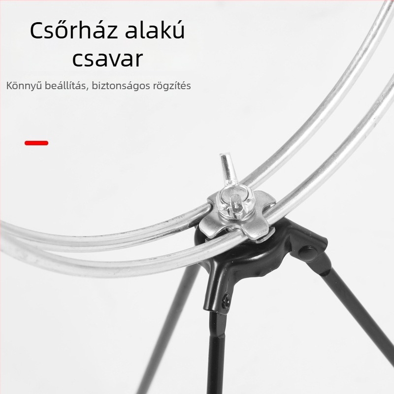 Jégre horgászbot tartó, összecsukható háromszög alakú kialakítás, többirányú forgás, fém konstrukció, kettős használat