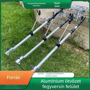 Four Seas Fishing Gear Alumínium Ötvözetű Toronyállvány Horgászbotokhoz, Talajcsatlakozással, Összecsukható és Többirányú Forgatással