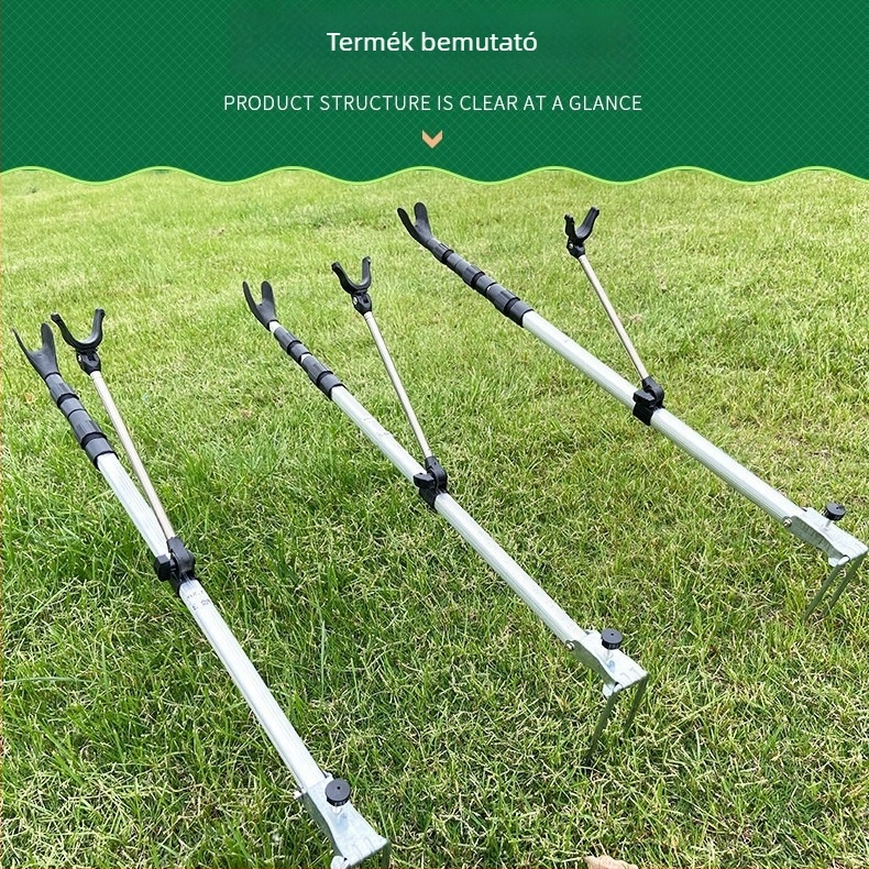 Four Seas Fishing Gear Alumínium Ötvözetű Toronyállvány Horgászbotokhoz, Talajcsatlakozással, Összecsukható és Többirányú Forgatással