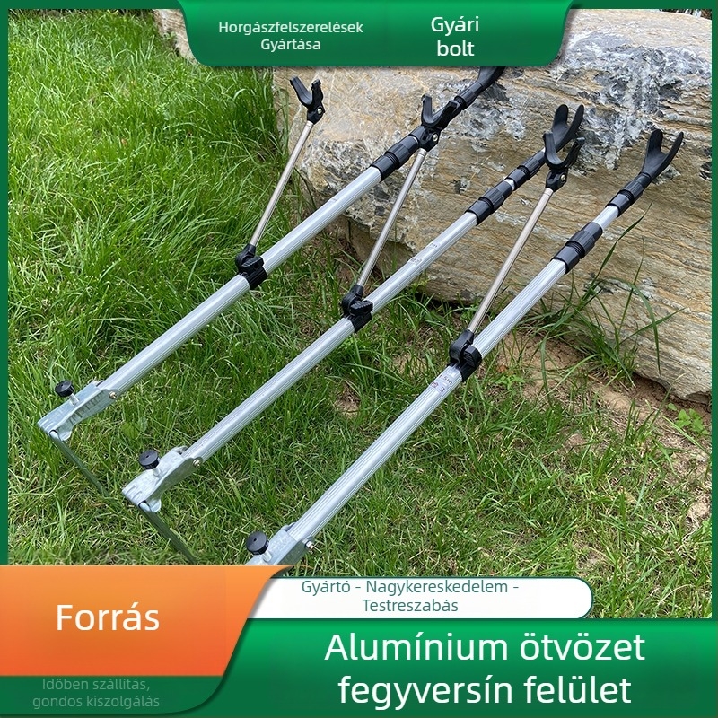 Four Seas Fishing Gear Alumínium Ötvözetű Toronyállvány Horgászbotokhoz, Talajcsatlakozással, Összecsukható és Többirányú Forgatással