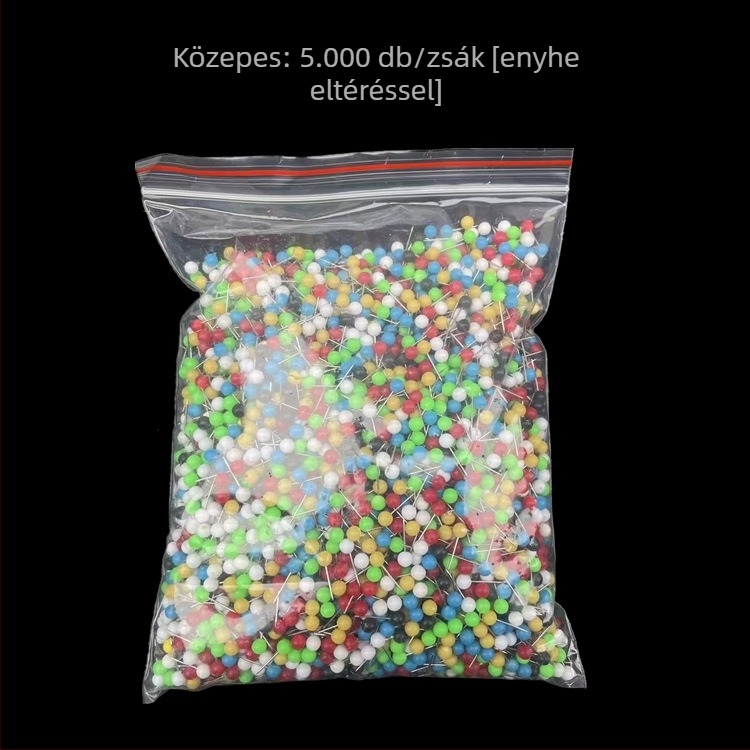 Színes gyöngyházfejű tű és gyöngyök készlete, orsó a fonalhoz és rögzített műanyag csapokkal a horgász felszereléséhez