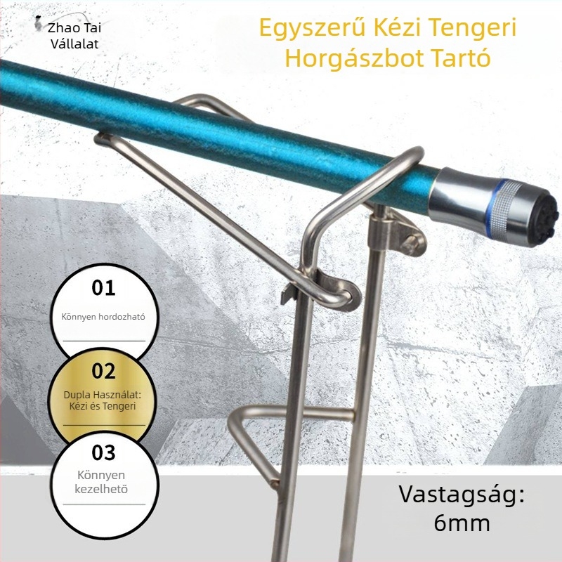 6 mm rozsdamentes acél összecsukható haltartó földre szúró alap – tengeri horgászathoz