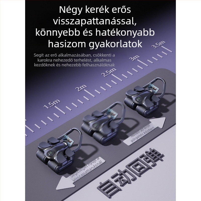 Négykerekű hasizom-görgő automatikus visszapattanással – férfiak és nők számára, otthoni használatra, súly 2,5 kg, Modell 464