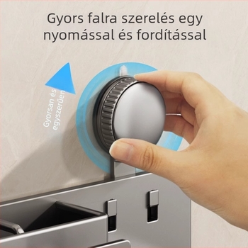 Vákuumos fogkefetartó, falra szerelhető, alumínium, tárolás és fogkrém adagolása