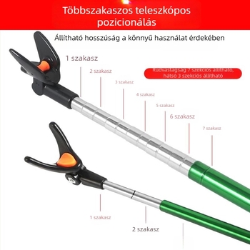 Rozsdamentes acélból készült többirányú horgászbot-tartó talajba süllyeszthető alap, összecsukható, kettős használatú állvány székhez és dobozhoz.
