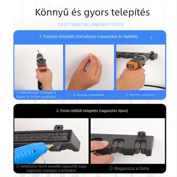 Fali függőleges horgászbot tartó – szénanyagból készült, SquidDuke márka, kiegészítő tároló, forgathatatlan, összecsukható nélkül