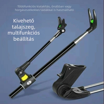Rozsdamentes acél horgászbot állvány, levehető hosszú bottartóval és horgászülés tartóval