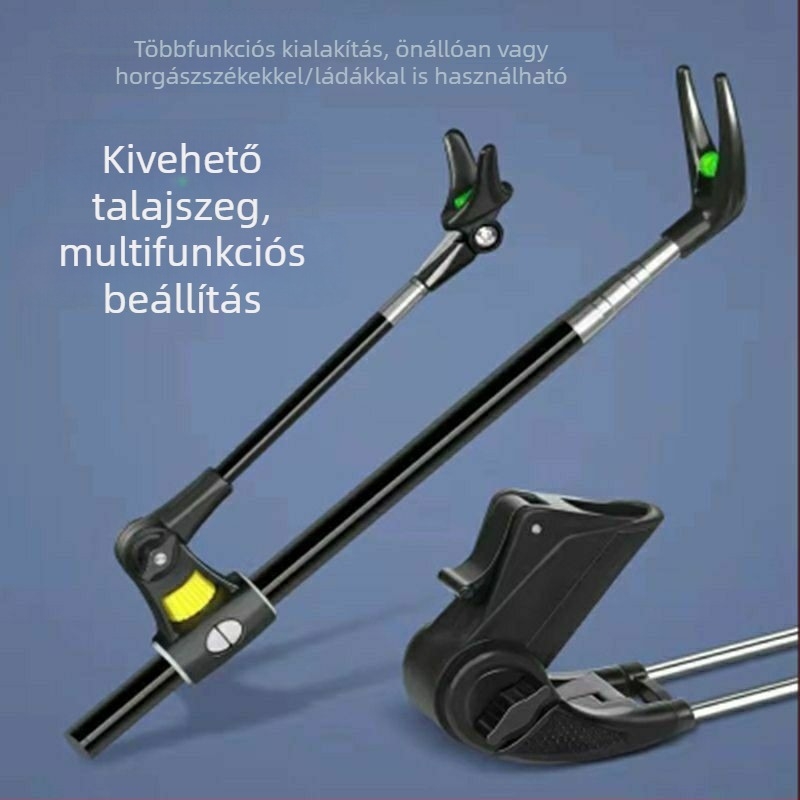 Rozsdamentes acél horgászbot állvány, levehető hosszú bottartóval és horgászülés tartóval