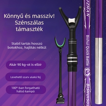Szénszálas horgászbot-tartó, összecsukható asztallal és forgó alappal, multifunkcionális horgászülő és tartozék doboz