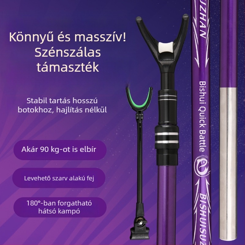 Szénszálas horgászbot-tartó, összecsukható asztallal és forgó alappal, multifunkcionális horgászülő és tartozék doboz