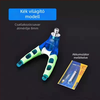 Világító horgászbot-tartó csőr alakú fejjel és előre irányuló villával, csúszásmentes