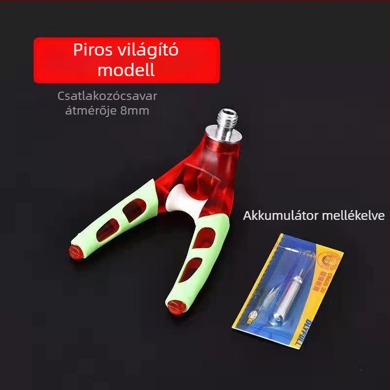 Világító horgászbot-tartó csőr alakú fejjel és előre irányuló villával, csúszásmentes