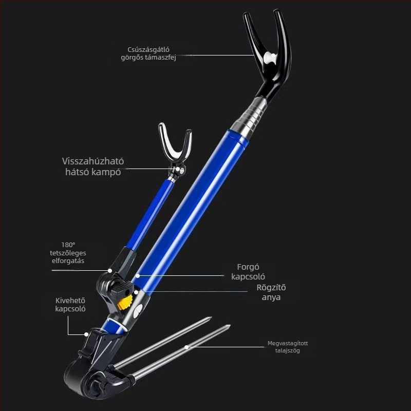 Rozsdamentes acélból készült horgászbot-tartó, kettős használatú, 17 mm, összecsukható és forgatható